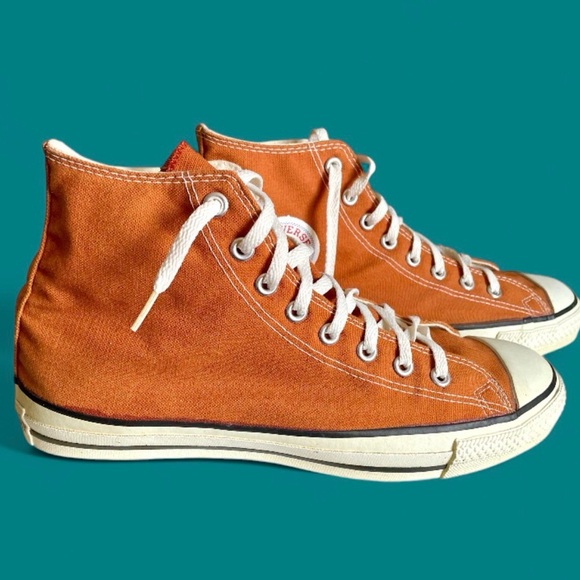 Converse 1980s Made in USA Burnt Orange High Top Vintage Sneakers Sz 11.5 RareOG - Picture 6 of 16